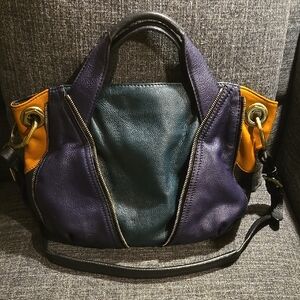 Or Yany Leather Colorful Shoulder Bag with Slouchy Shape and Adjustable Strap